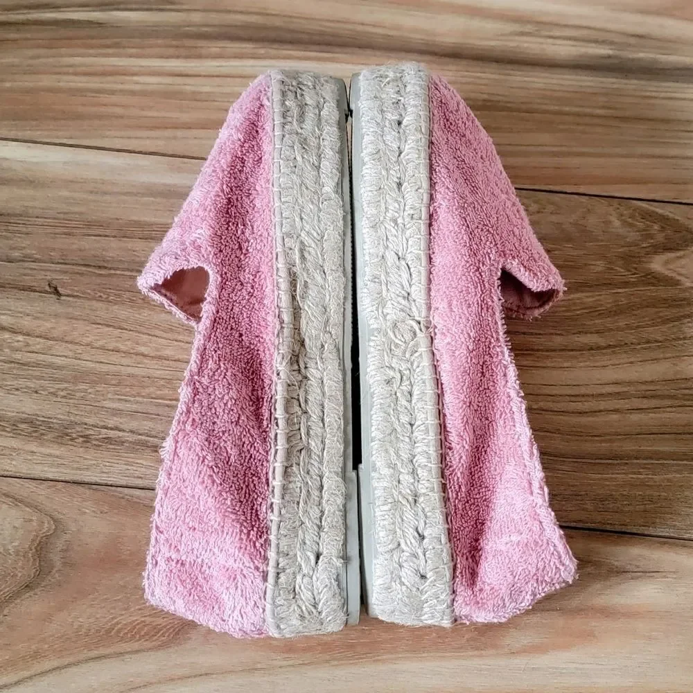 Manebi Italy Sydney Terry Double Sole Platform Espadrilles Pastel Rose 40